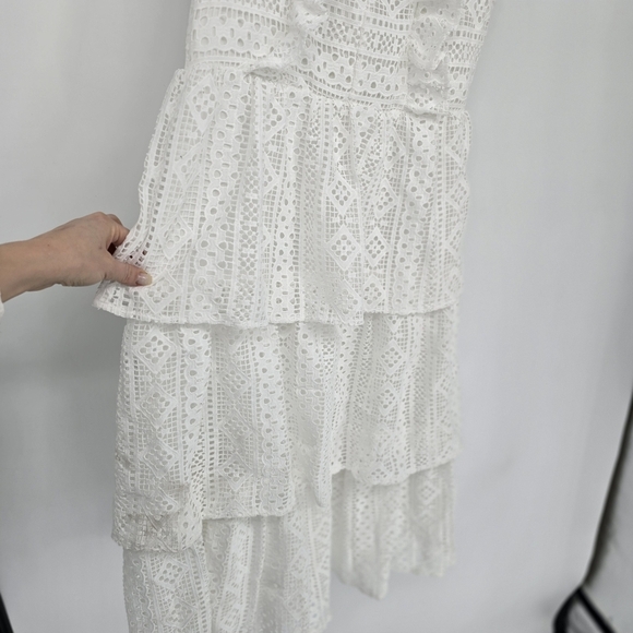 Endless Rose white Lace Ruffle Tiered Midi Dress large - Picture 5 of 11